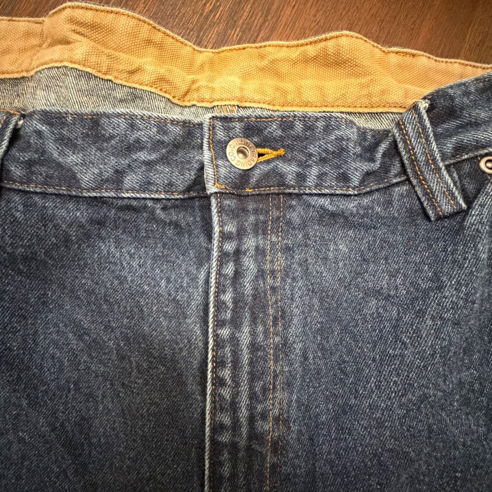 Duluth Trading Co Mens Relaxed Fit Blue Jeans 44x30 100% Cotton Dark Wash Denim - Picture 5 of 6